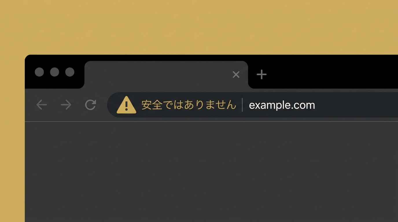 ブラウザに「保護されていない通信」の警告が表示されている画面のイメージ