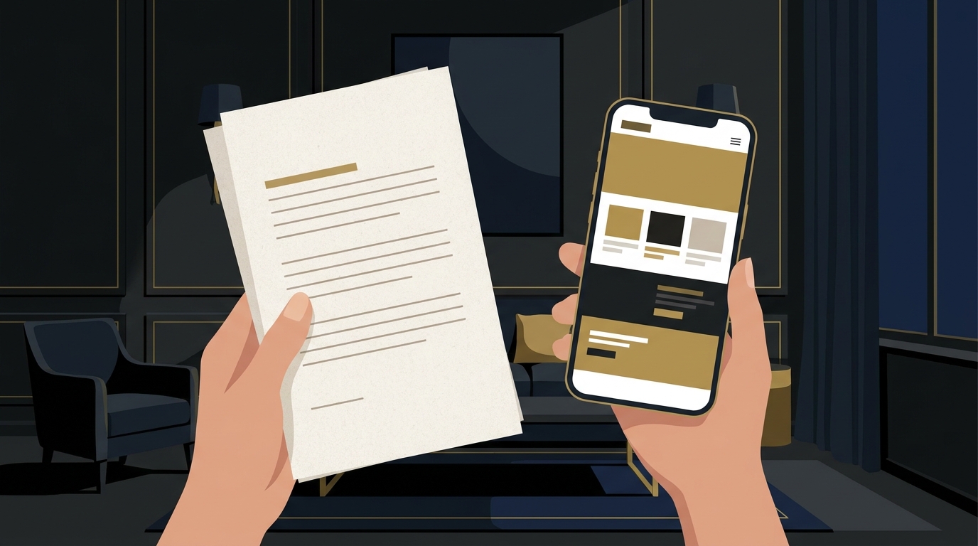 求人票を見たあと、スマートフォンで会社名を検索して会社のホームページを確かめる求職者の手元